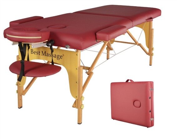 BestMassage Two Fold Burgundy Portable Massage Table